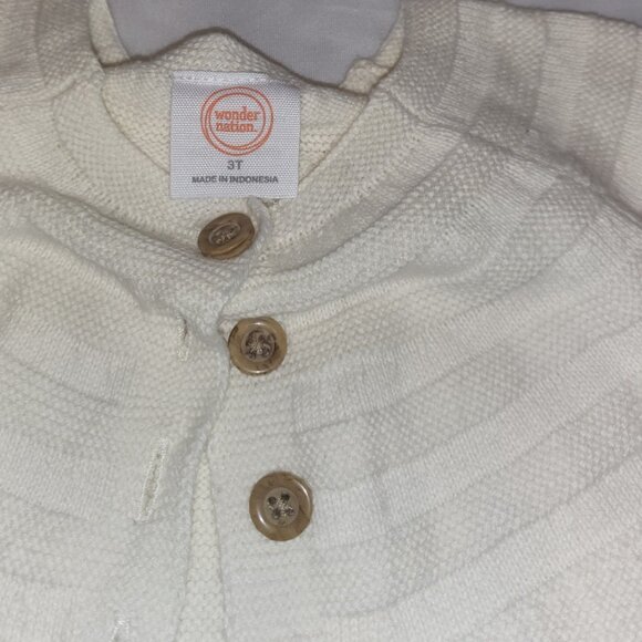 Girl's Cotton Sweater Lot Cream Stitch Button Details 3T Tahari - Picture 9 of 14